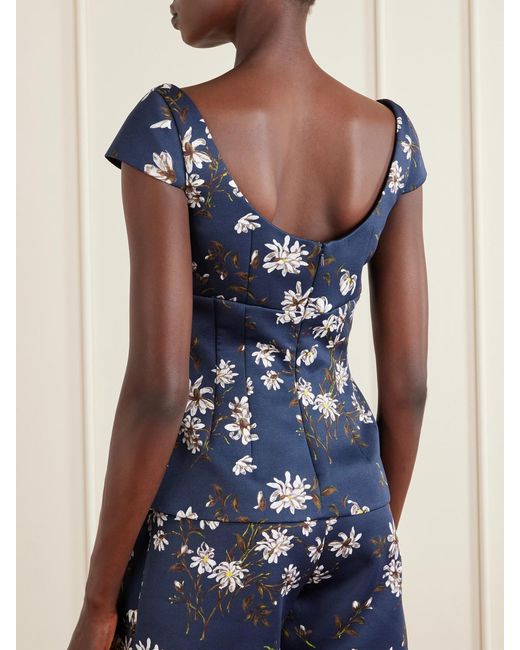 Emilia Wickstead Blue Manolo Blahnik Aubriela Taffeta-Faille Top