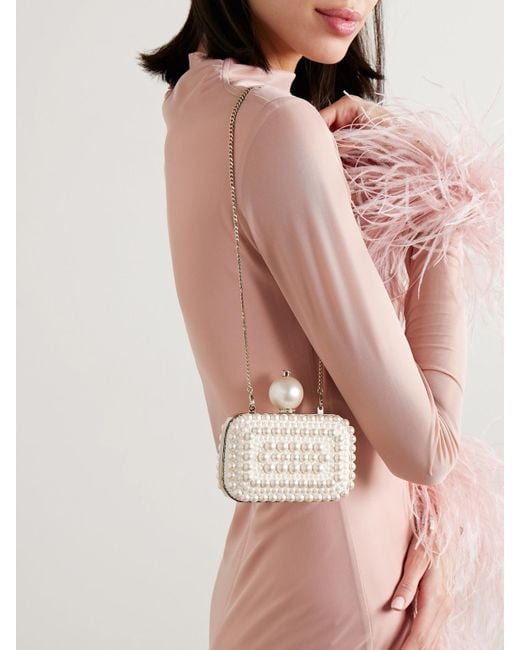 Jimmy Choo Natural Cloud Micro Embellished Satin Clutch