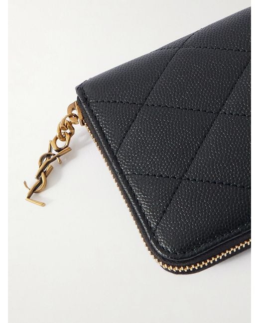 Saint Laurent Black Quilted Textured-Leather Wallet
