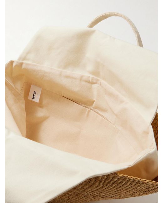 Muuñ Natural Sophie Canvas-Trimmed Woven Straw Tote