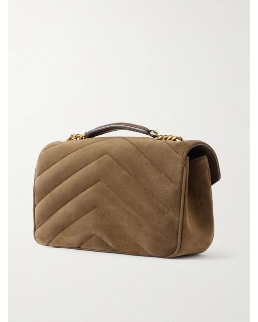 Saint Laurent Brown Loulou Small Matelassé Suede Shoulder Bag