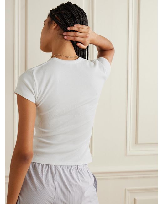 CDLP White Ribbed Stretch Lyocell And Cotton-Blend T-Shirt