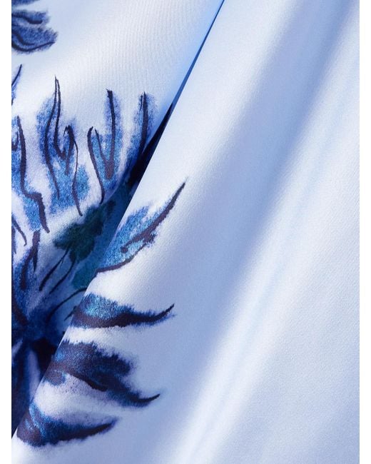 Altuzarra Blue Sleary Draped Floral-Print Silk-Satin Top