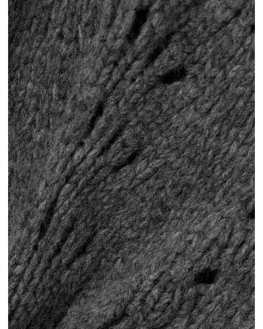 FRAME Gray Open-Knit Merino Wool Cardigan