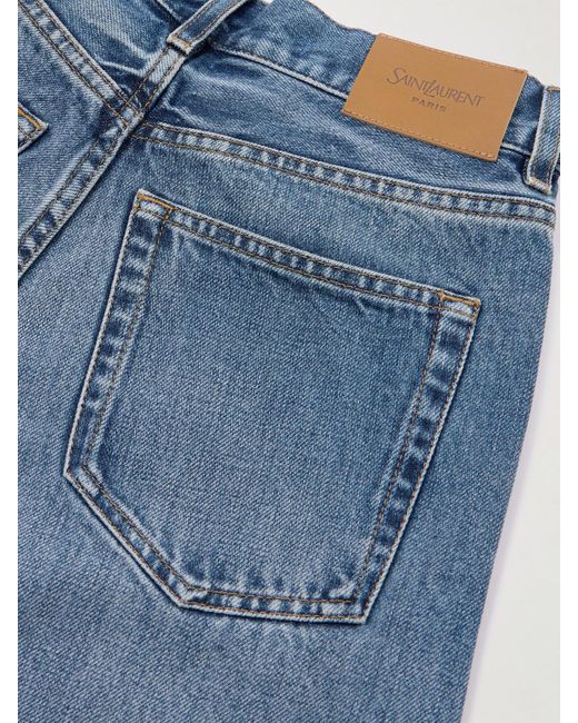 Saint Laurent Blue High-Rise Wide-Leg Jeans