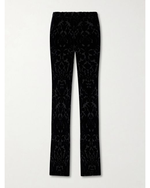 Gucci Black Devoré-Velvet Flared Pants