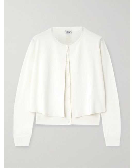 Loewe White Layered Wool Cardigan