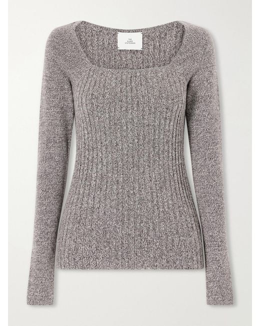 The Elder Statesman Gray Marl Knitted Cashmere T-Shirt