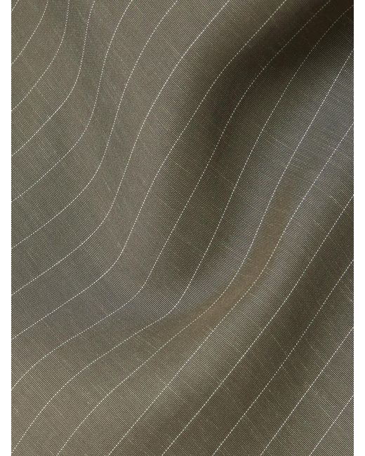 St. Agni Natural Paneled Asymmetric Pinstriped Cotton-Blend Twill Dress
