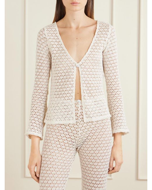 SARA CRISTINA Natural Arena Crocheted Cotton Coverup