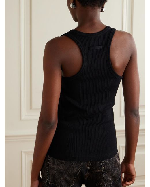 Jean Paul Gaultier Black Ribbed Buckled Cotton Tank