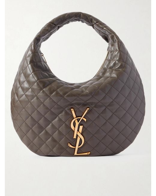 Saint Laurent Gray Icare Matelassé Leather Tote