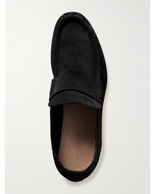 The Row Black Suede Loafers