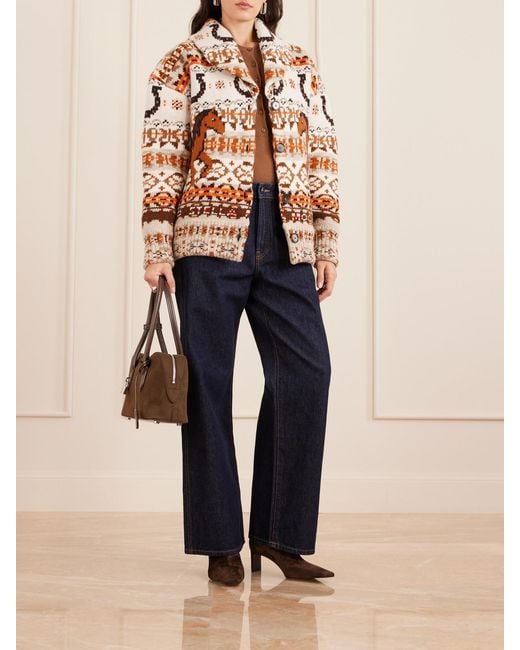 Stella McCartney Brown Jacquard-Knit Wool Cardigan