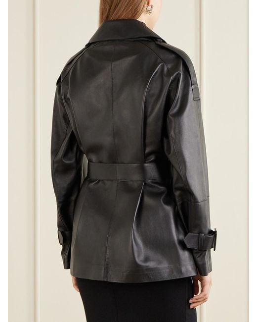 Nour Hammour Black Nera Belted Leather Jacket