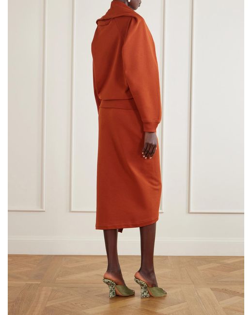 Dries Van Noten Orange Draped Cotton-Jersey Sweatshirt