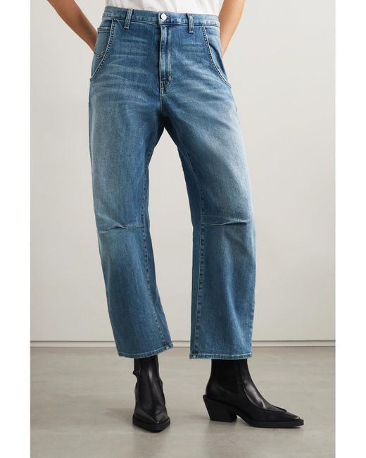 Nili Lotan Blue Emerson High-Rise Tapered Jeans