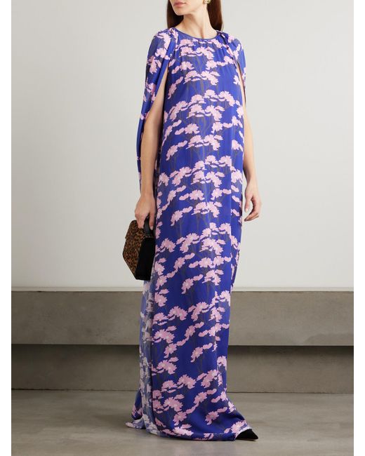 bernadette purple dress Bernadette Marco Pleated Cape Maxi Dress | Purple