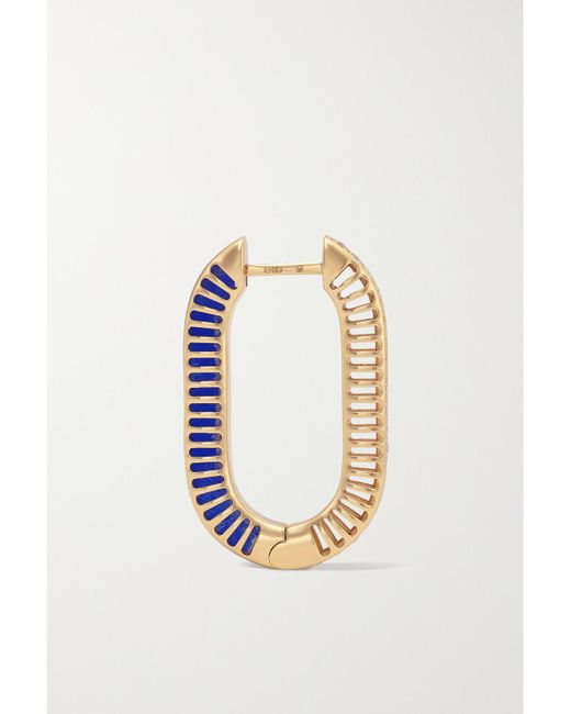 L'Atelier Nawbar Metallic Lock Ray Large 18-Karat, Lapis Lazuli And Diamond Earrings