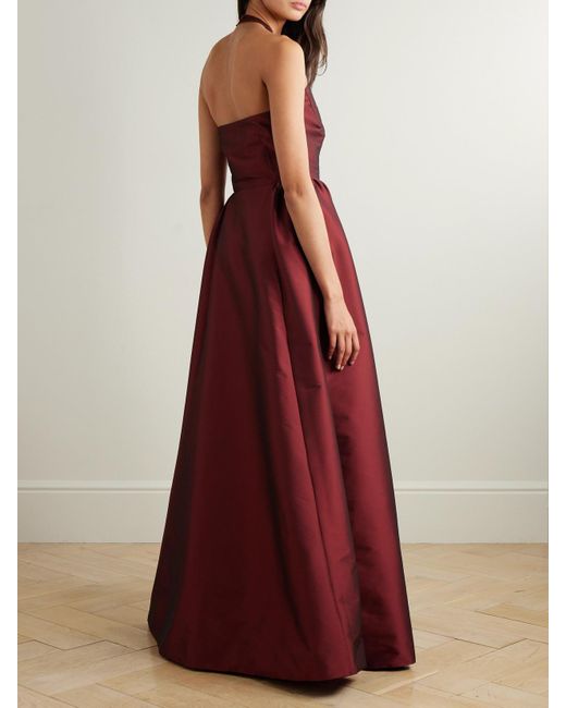 BERNADETTE Jones Taffeta Halterneck Gown in Red | Lyst