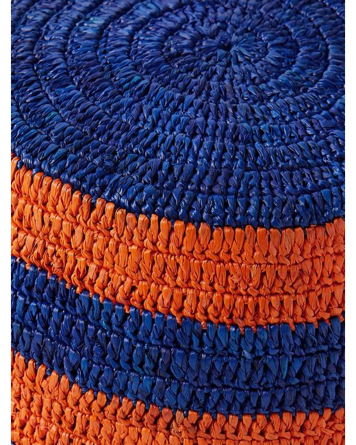 Etro Blue Striped Raffia Bucket Hat