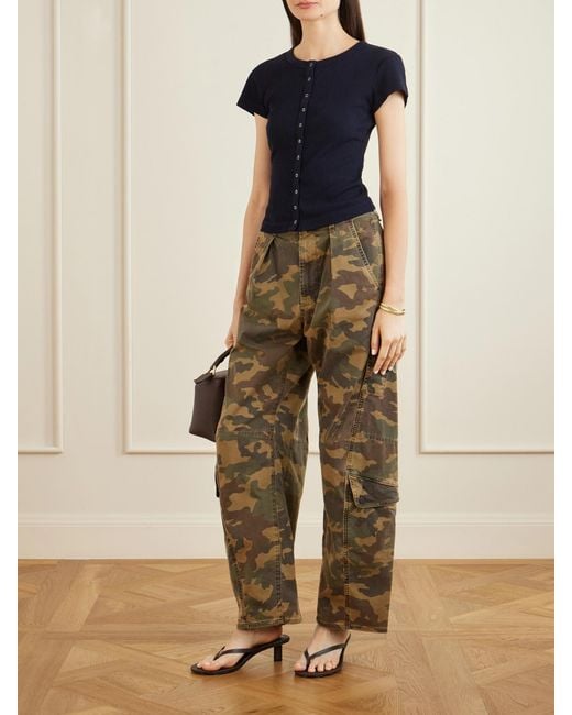 Citizens of Humanity Green Flight Printed Mid-Rise Straight-Leg Cotton-Blend Twill Cargo Pants