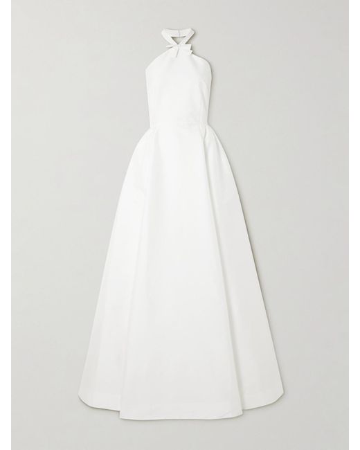 BERNADETTE White Jones Taffeta Halterneck Gown