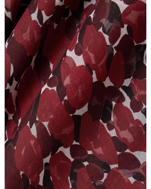 Jupe Midi En Mousseline De Soie Imprimée Saint Laurent en coloris Red