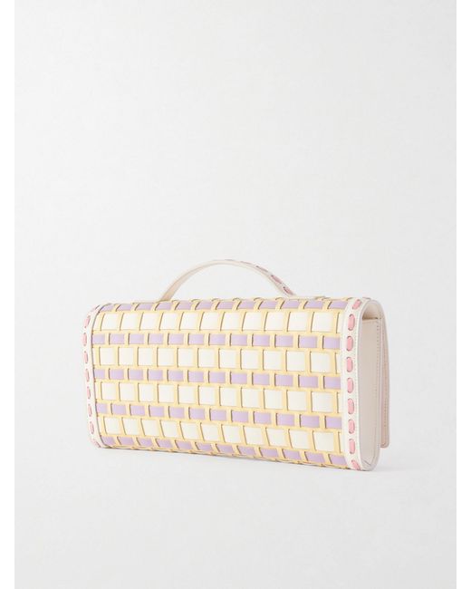 Roger Vivier Natural Belle Vivier Buckled Leather Clutch