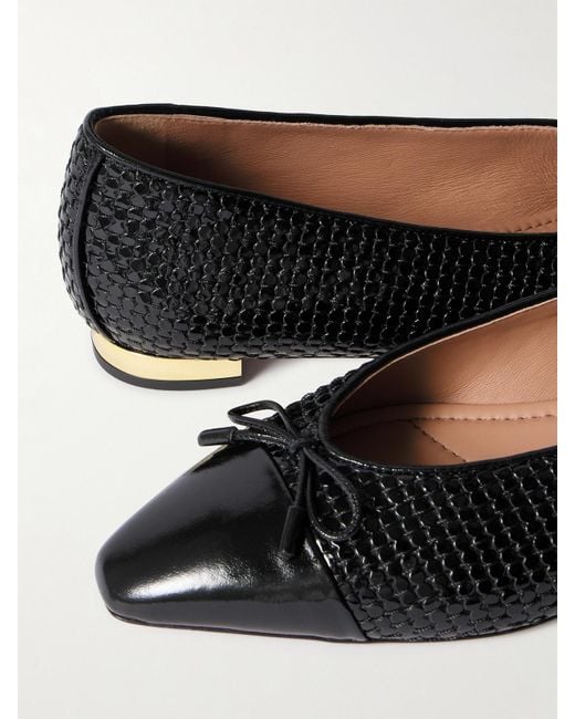 Ballerines En Cuir Glacé Texturé Gioia Aquazzura en coloris Black