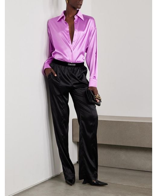 Tom Ford Pink Oversized Stretch-Silk Satin Shirt