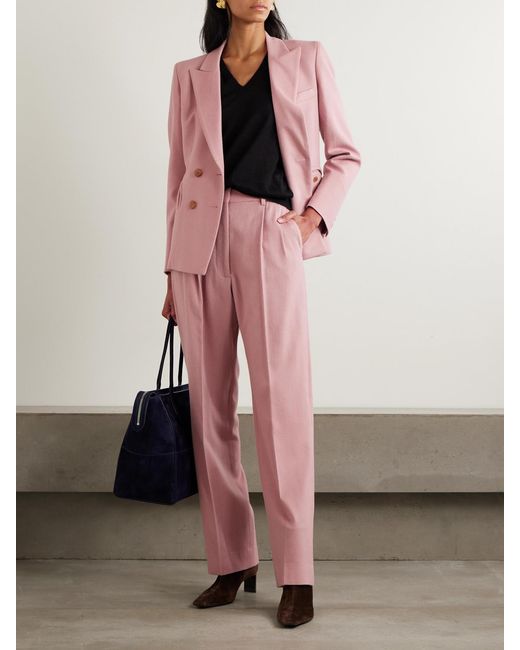 Blazé Milano Pink Fox Pleated Wool And Cashmere-Blend Tapered Pants