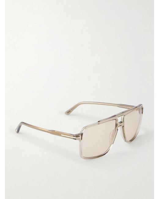Tom Ford Natural Kemp Aviator-Style Acetate Sunglasses