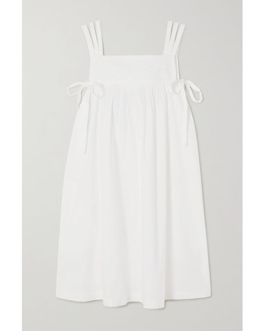 BATSHEVA Haven Smocked Cottonpoplin Mini Dress in White Lyst