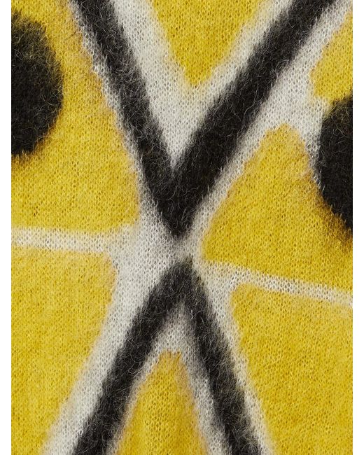 Moncler Genius Yellow 3 Moncler Grenoble Oversized Shell-Trimmed Jacquard-Knit Mohair-Blend Sweater