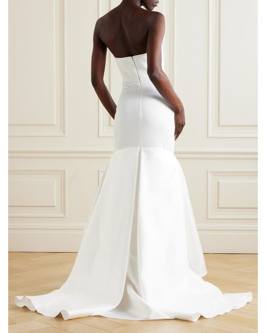 Solace London Natural Jodi Strapless Crepe And Satin-twill Gown