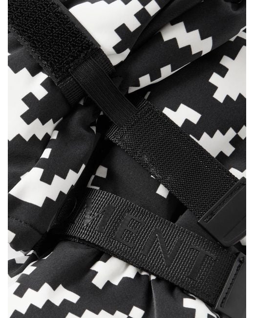 Perfect Moment Black Davos Two-Tone Printed Padded Shell And Leather Mittens