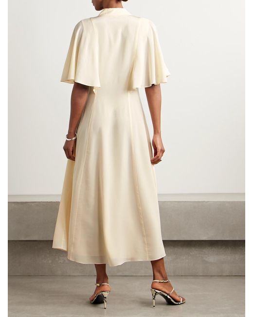 Ulla Johnson Natural Silhouette Silk Crepe De Chine Midi Shirt Dress