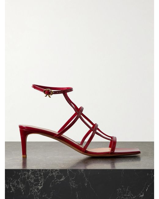 Gianvito Rossi Brown 55 Glossed-Leather Sandals