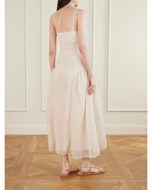 Ulla Johnson Natural Isotta Eyelet-Embellished Cotton Midi Dress