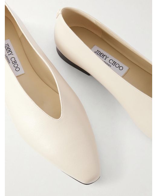 Jimmy Choo Natural Margot Leather Ballet Flats