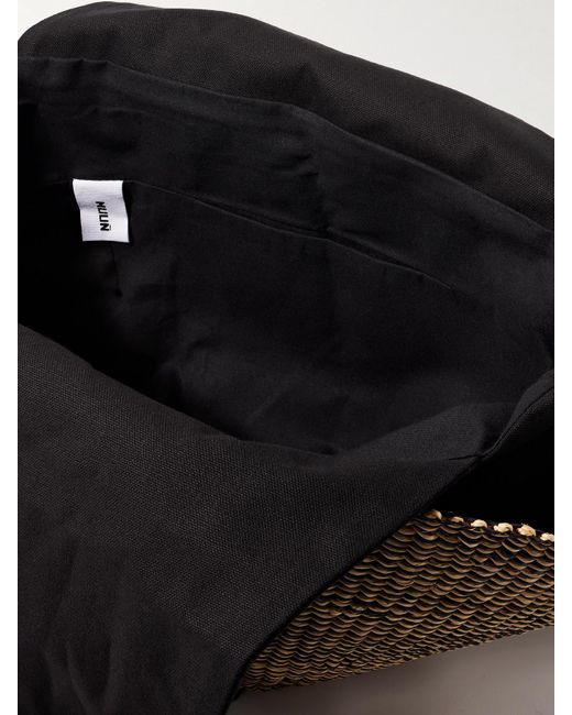 Muuñ Brown Sophie Webbing-Trimmed Woven Straw Tote