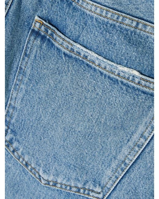 Agolde Blue V-Waist Frayed Denim Mini Skirt