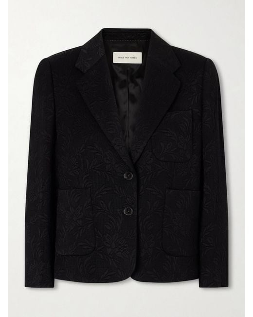 Dries Van Noten Black Bamis Floral-Jacquard Blazer