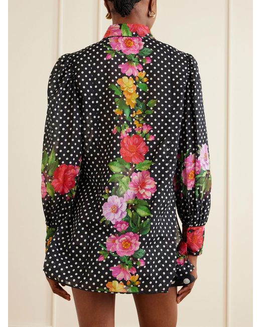 Charo Ruiz Gray Ronda Printed Cotton-Blend Voile Blouse