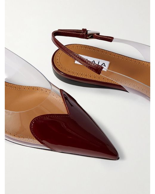 Alaïa Natural Le Cœur Pu And Patent-Leather Slingback Point-Toe Flats