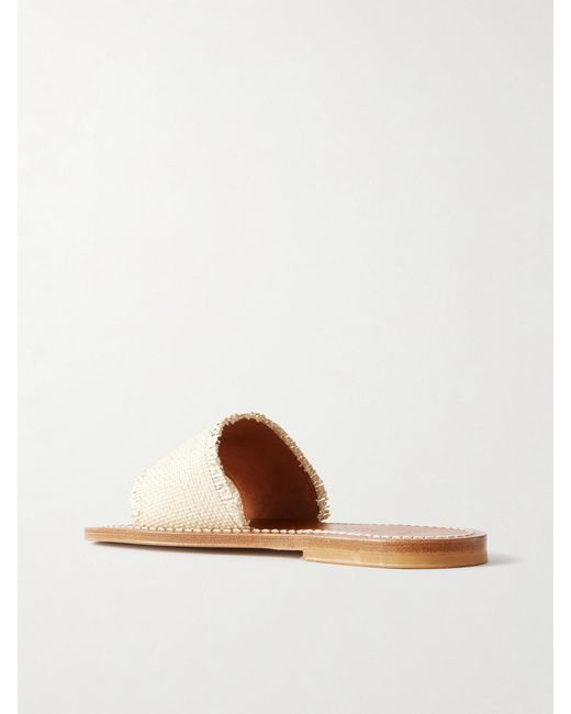 K. Jacques White Capri Raffia Slides