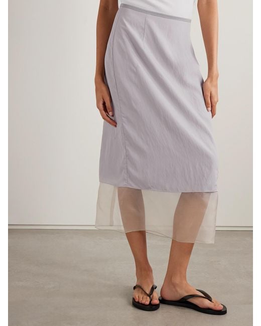 La Ligne White Cosette Midirock Aus Shell Mit Besatz Aus Organza