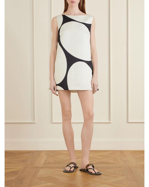 Dries Van Noten Natural Polka-Dot Duchesse-Satin Mini Dress