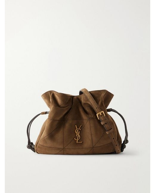 Saint Laurent Brown Jamie Quilted Suede Shoulder Bag